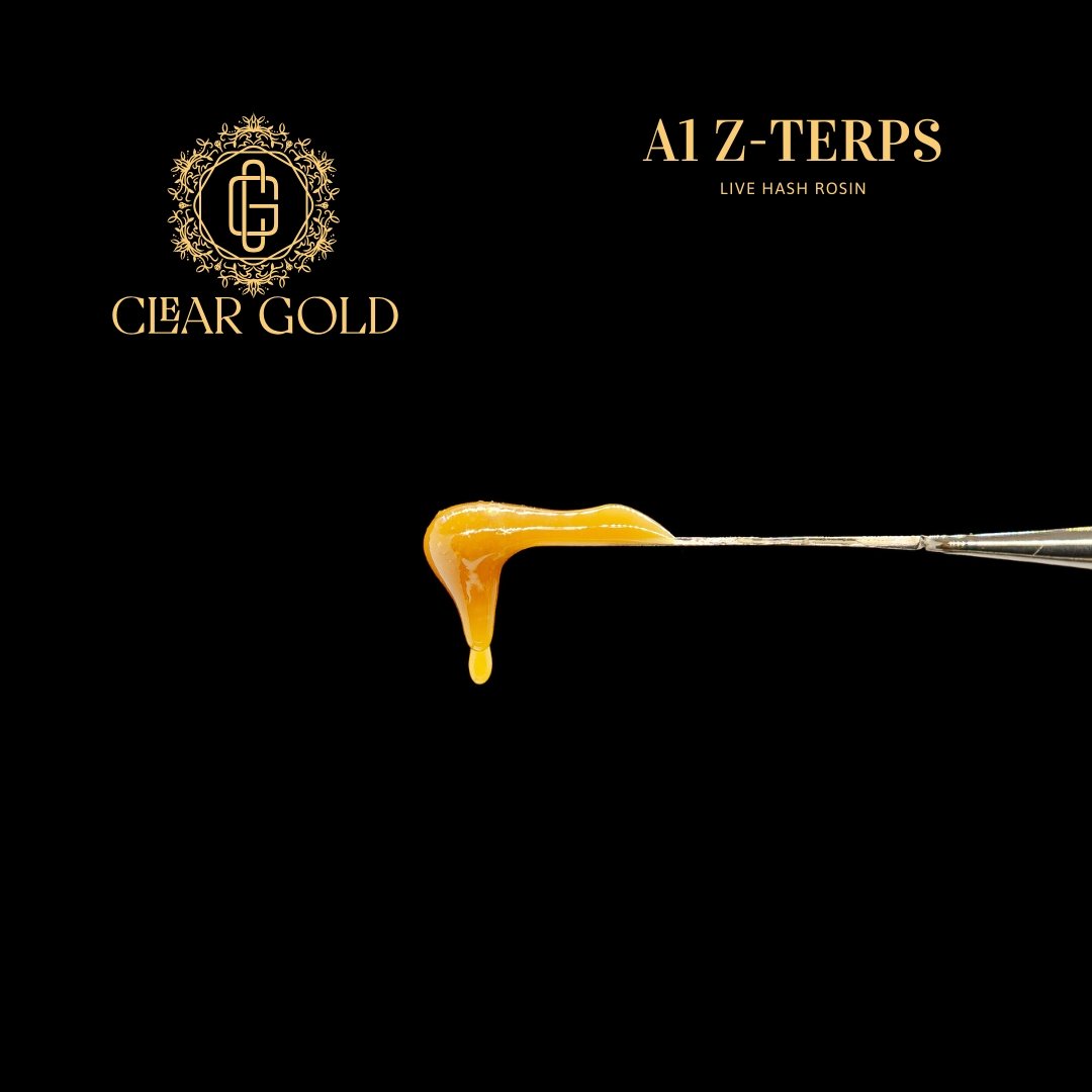 Premium A1 Z-Terps Live Rosin cannabis concentrate with golden color, rich terpene aroma, and solventless extraction.