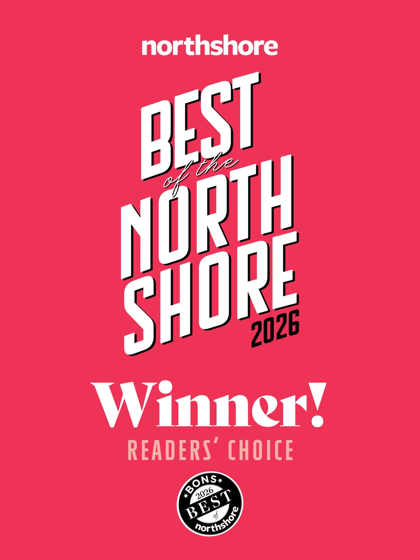 CNA Stores Best of North Shore BONS award winner badge for the third consecutive year